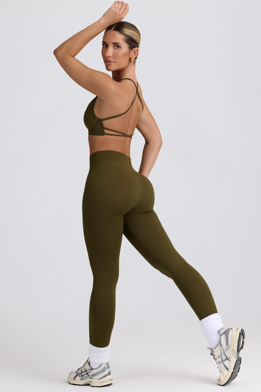 Super Sculpt Seamless High-Waist Leggings in Dark Green - Size:L